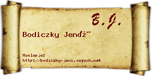Bodiczky Jenő névjegykártya